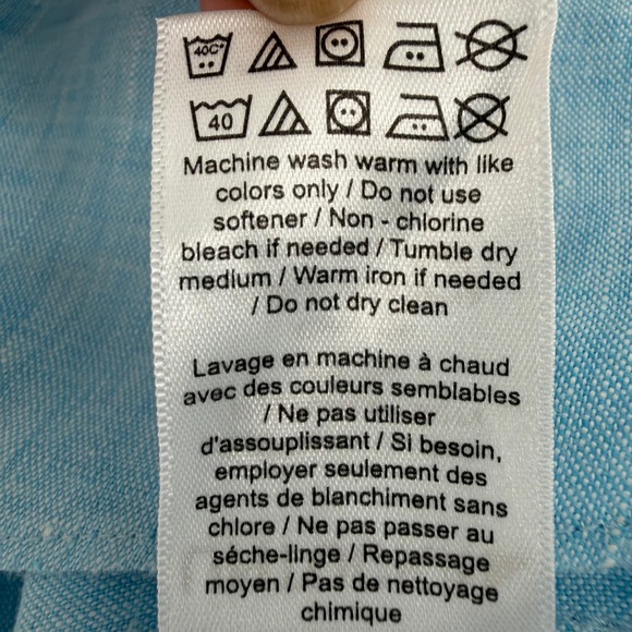 UNTUCKit Mens XX Large Tall Wrinkle Resistant Light Blue Linen Button Down Shirt - Picture 7 of 13